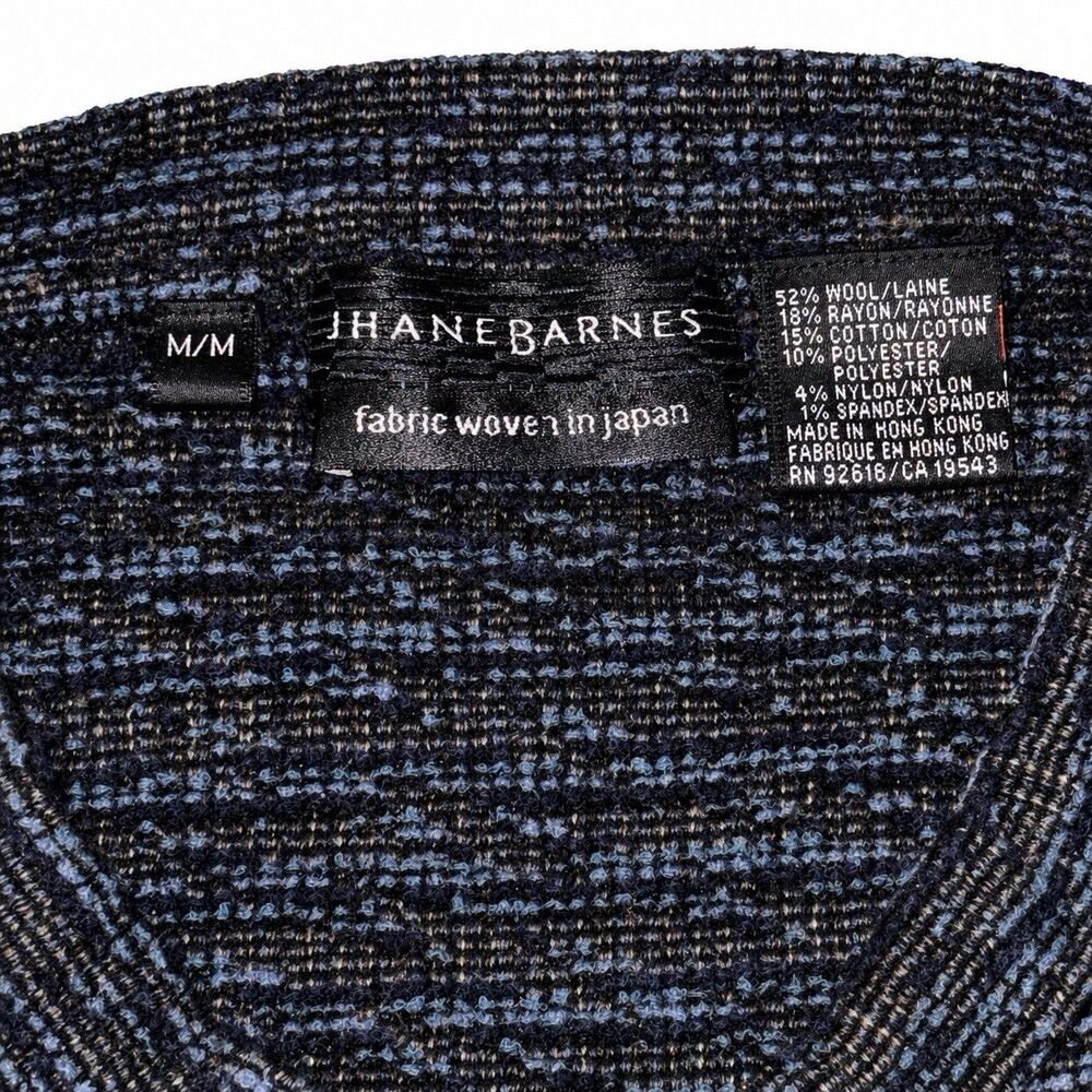 Vintage Jhane Barnes Mens M Wool Blend Textured V-Neck Sweater Blue Gray - Picture 6 of 6